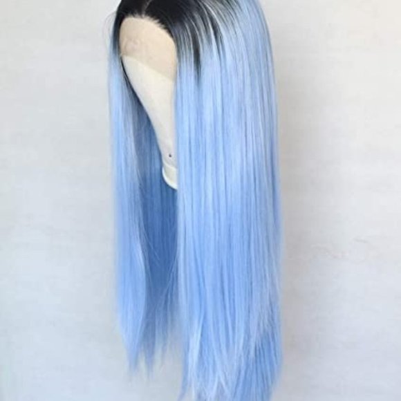 Ombre Ice Blue Lace Front Wigs - Picture 5 of 6